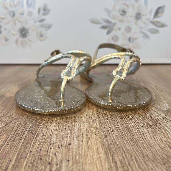 Lilly Pulitzer Gold Glitter Jelly Thong Sandals Women’s Size 5 - Picture 7 of 12